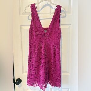 Zara Magenta Lace V-Neck sleeveless Dress size large NWT